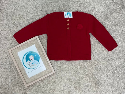 Chaqueta Roja Bebé pompón